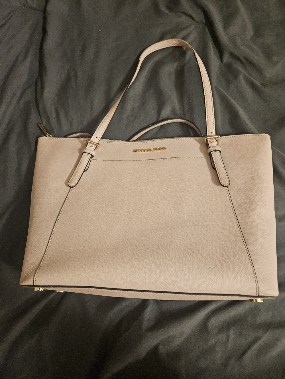 Michael Kors Light Blush Saffiano Leather Tote, Tri Fold Wallet, Small Wallet
